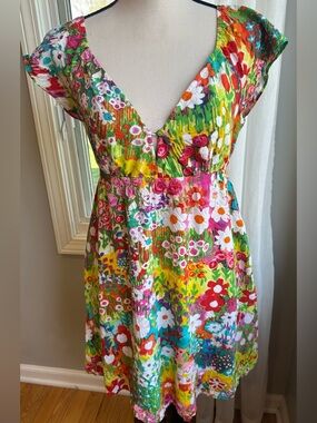 Jams World vintage "Spring Flowers" floral dress with sleeves size Small beachy